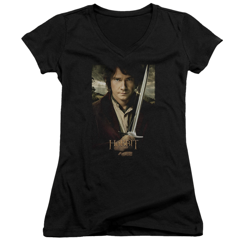 Hobbit Movie Trilogy, The Baggins Poster - Juniors V-Neck T-Shirt Juniors V-Neck T-Shirt The Hobbit