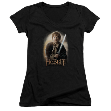 Hobbit Movie Trilogy, The Bilbo And Sting - Juniors V-Neck T-Shirt Juniors V-Neck T-Shirt The Hobbit