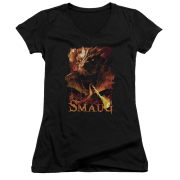 Hobbit Movie Trilogy, The Smolder - Juniors V-Neck T-Shirt Juniors V-Neck T-Shirt The Hobbit