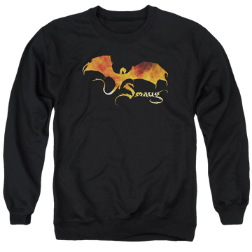 Black men's crewneck sweatshirt with The Hobbit Smaug On Fire graphic