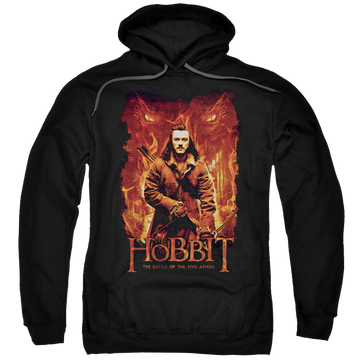 Black pullover hoodie with The Hobbit Fates graphic