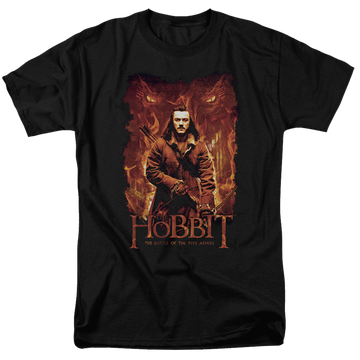 Black men's regular fit t-shirt with The Hobbit Fates graphic