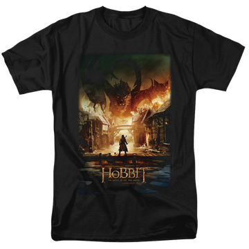 Black men's regular fit t-shirt with The Hobbit Smaug Poster graphic
