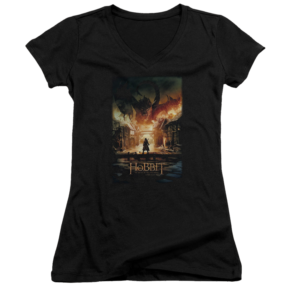 Hobbit Movie Trilogy, The Smaug Poster - Juniors V-Neck T-Shirt Juniors V-Neck T-Shirt The Hobbit