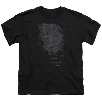 Black youth t-shirt for ages 8 to 12 with Harry Potter Dumbledores Army graphic