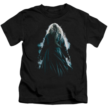 Black kid's t-shirt for ages 4 to 7 with Harry Potter Dumbledore Burst graphic