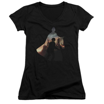 Harry Potter Voldemort Looms Juniors V-Neck T-Shirt Juniors V-Neck T-Shirt Harry Potter