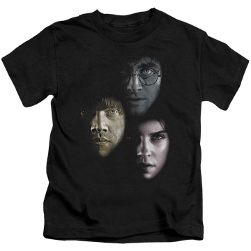 Black kid's t-shirt for ages 4 to 7 with Harry Potter Hero Heads graphic