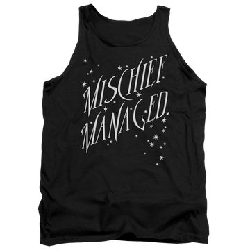 Black men's tank with Harry Potter Mischief Managed 4 graphic