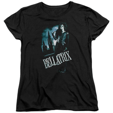 Black women's t-shirt with Harry Potter Bellatrix Full Body graphic
