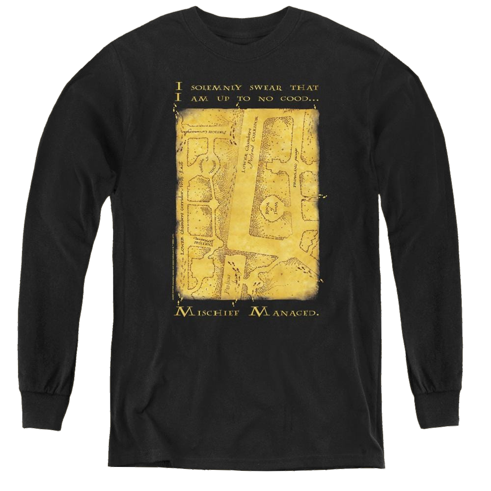 Harry Potter Marauders Map Interior Words - Youth Long Sleeve T-Shirt Youth Long Sleeve T-Shirt Harry Potter
