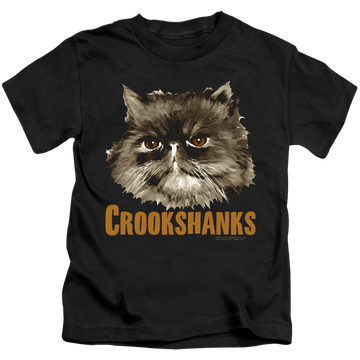 Black kid's t-shirt for ages 4 to 7 with Harry Potter Crookshanks graphic