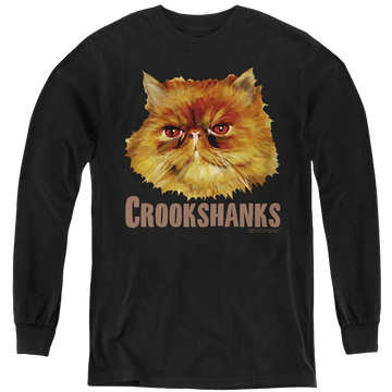 Black youth long sleeve t-shirt with Harry Potter Crookshanks Color graphic