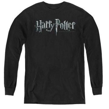 Black youth long sleeve t-shirt with Harry Potter Logo graphic