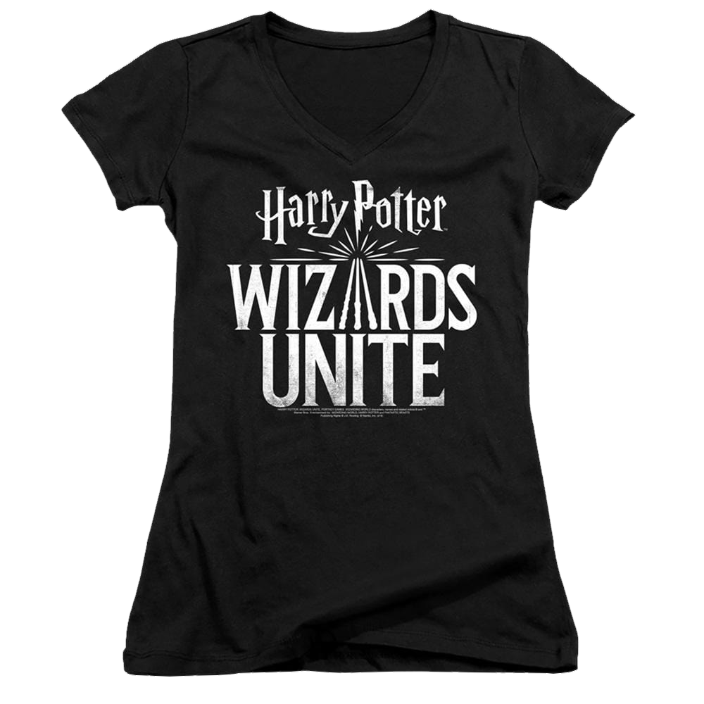 Harry Potter Wizards Unite Logo - Juniors V-Neck T-Shirt Juniors V-Neck T-Shirt Harry Potter