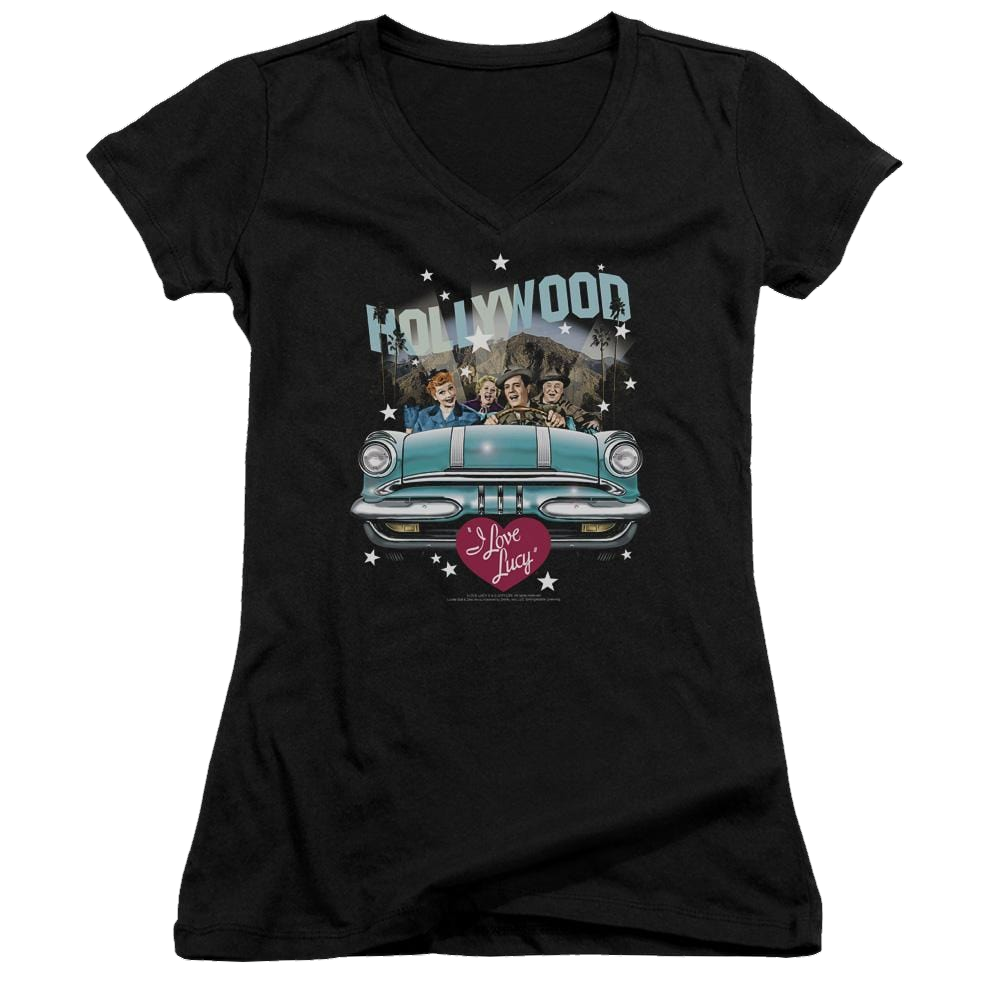 I Love Lucy Hollywood Road Trip Juniors V-Neck T-Shirt Juniors V-Neck T-Shirt I Love Lucy