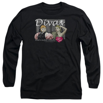 Black men's long sleeve t-shirt with I Love Lucy Divas graphic