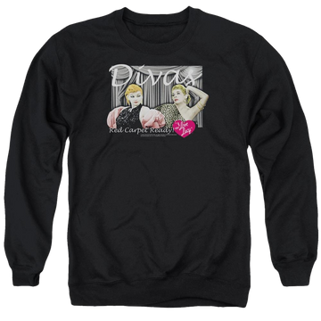 Black men's crewneck sweatshirt with I Love Lucy Divas graphic