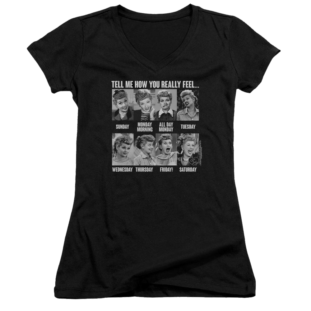 I Love Lucy 8 Days A Week Juniors V-Neck T-Shirt Juniors V-Neck T-Shirt I Love Lucy