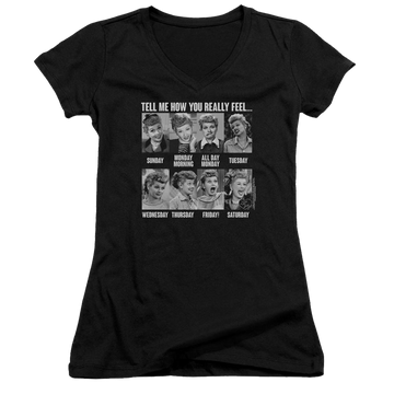 I Love Lucy 8 Days A Week Juniors V-Neck T-Shirt Juniors V-Neck T-Shirt I Love Lucy
