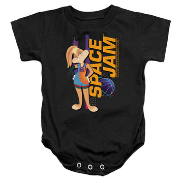 Black baby bodysuit with Space Jam - A New Legacy Lola Standing graphic