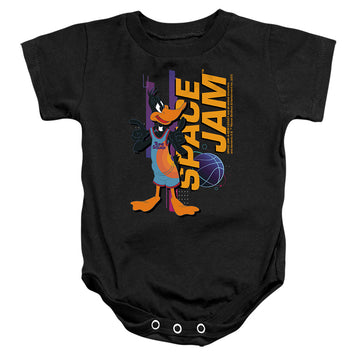 Black baby bodysuit with Space Jam - A New Legacy Daffy Standing graphic
