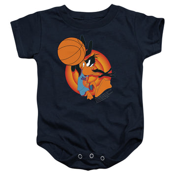 Navy baby bodysuit with Space Jam - A New Legacy Daffy Slam graphic
