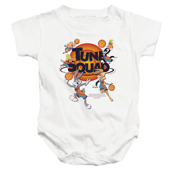 White baby bodysuit with Space Jam - A New Legacy Tune Squad Group graphic