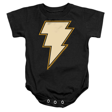 Black baby bodysuit with Black Adam Chest Emblem graphic