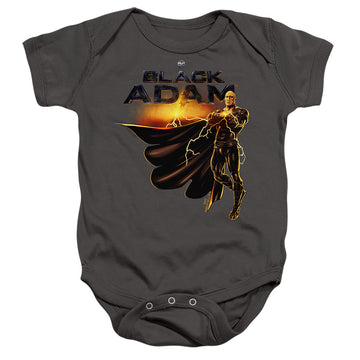 Charcoal baby bodysuit with Black Adam Logo With Character graphic