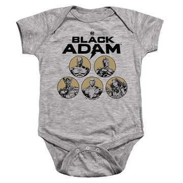 Athletic heather baby bodysuit with Black Adam Contrast Group graphic