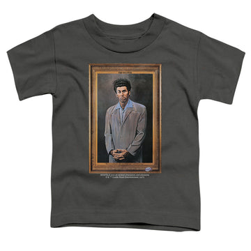 Charcoal toddler t-shirt with Seinfeld Kramer Portrait graphic