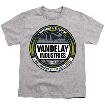Athletic heather youth t-shirt for ages 8 to 12 with Seinfeld Vendelay Logo graphic