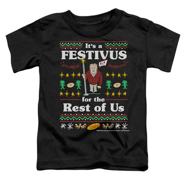 Black toddler t-shirt with Seinfeld Festive Festivus graphic