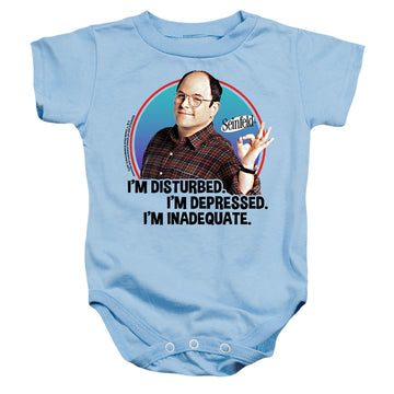 Light blue baby bodysuit with Seinfeld George All graphic