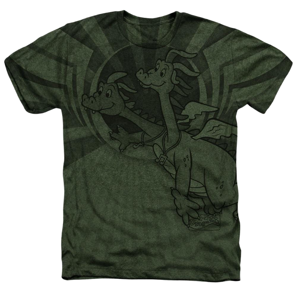 Dragon Tales - Dragon Flight Adult Regular Fit Heather T-Shirt Men's All-Over Heather T-Shirt Dragon Tales