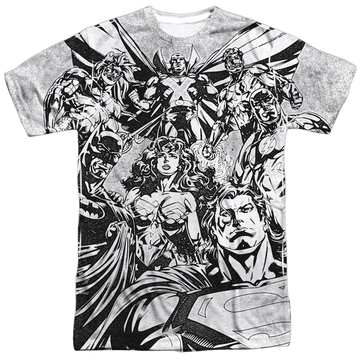 Justice League - Graphic Gathering Adult All Over Print 100% Poly T-Shirt Men's All-Over Print T-Shirt Justice League