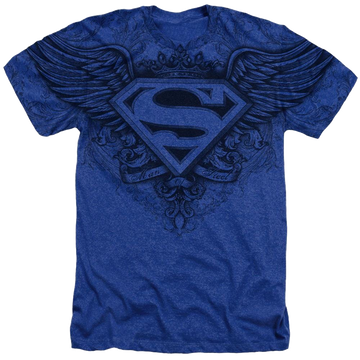 Superman Sublimation Winged Logo Adult Heather Short Sleeve Men's All-Over Heather T-Shirt Superman