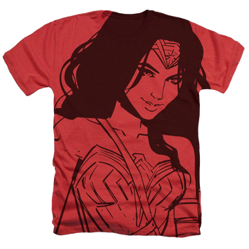 Wonder Woman Movie Ww Smile Adult Regular Fit Heather T-Shirt Men's All-Over Heather T-Shirt Wonder Woman