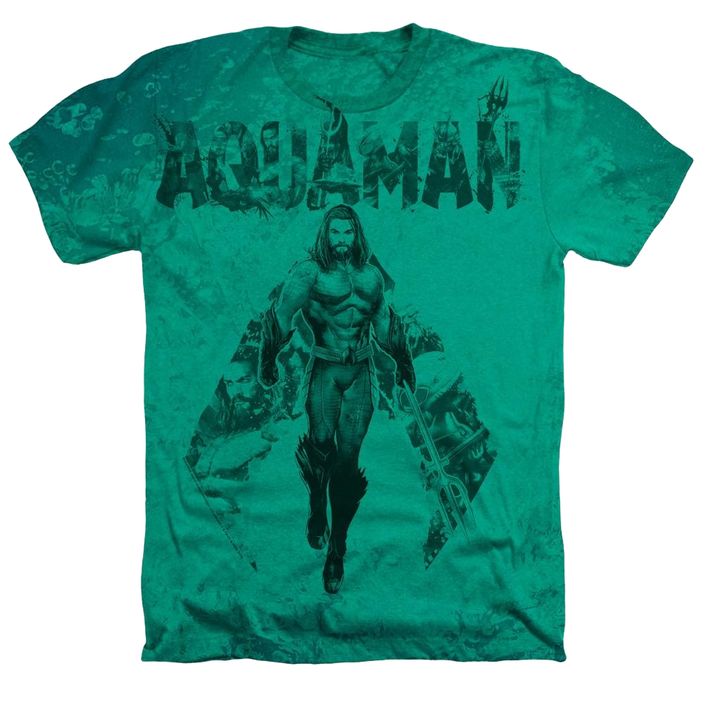 Aquaman Movie Aqua Group - Men's All-Over Heather T-Shirt Men's All-Over Heather T-Shirt Aquaman