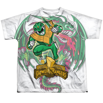 Mighty Morphin Power Rangers Dragon Power youth all-over print t-shirt for ages 8 to 12