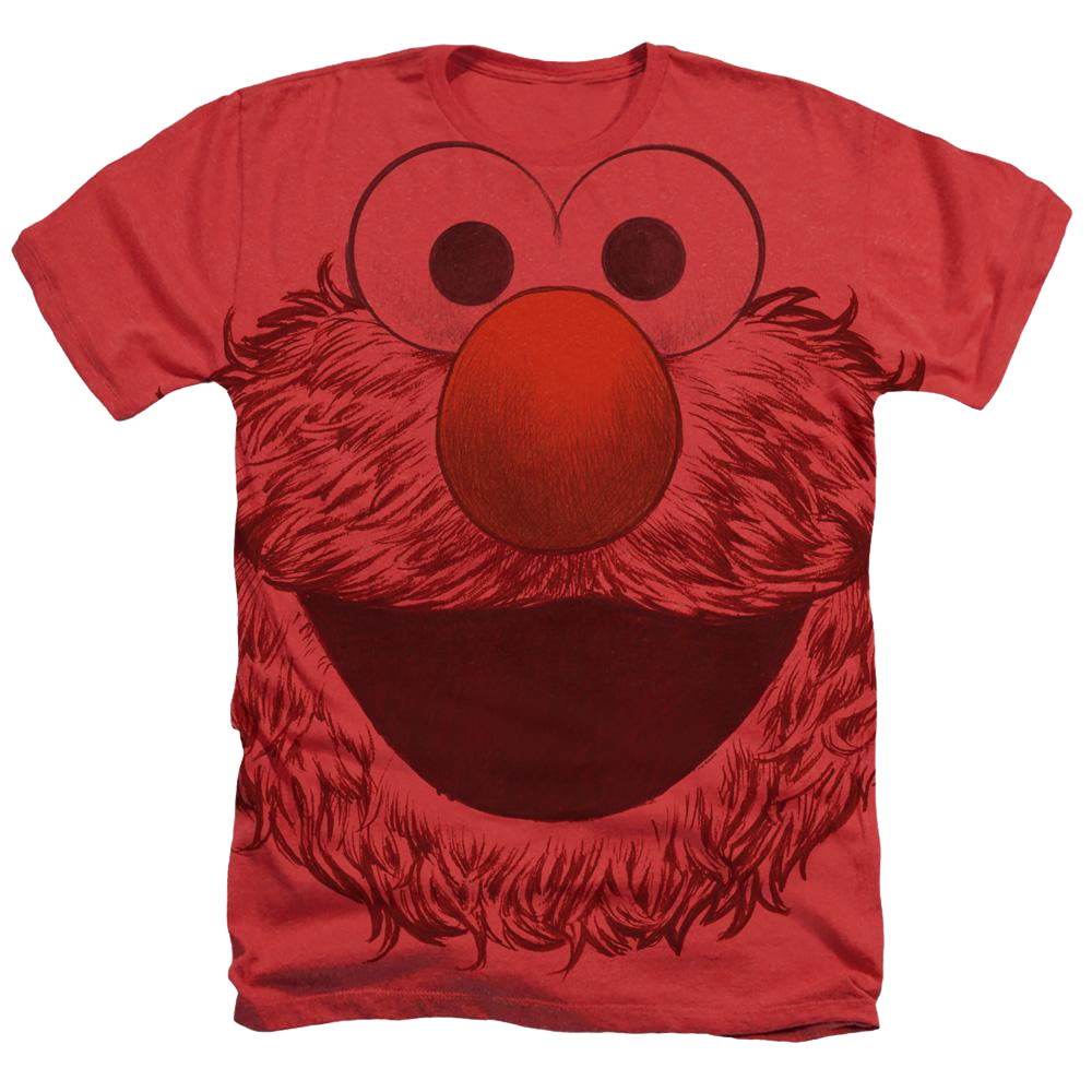 Sesame Street Elmo Face - Men's All-Over Heather T-Shirt Men's All-Over Heather T-Shirt Sesame Street