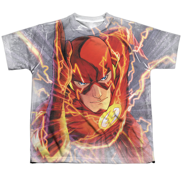 The Flash Barrys Back youth all-over print t-shirt for ages 8 to 12