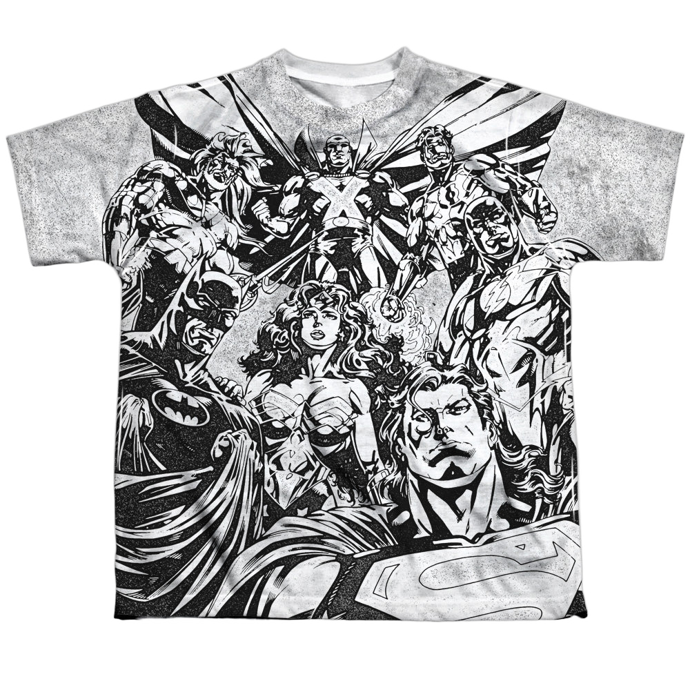 Justice League Graphic Gathering - Youth All-Over Print T-Shirt Youth All-Over Print T-Shirt (Ages 8-12) Justice League