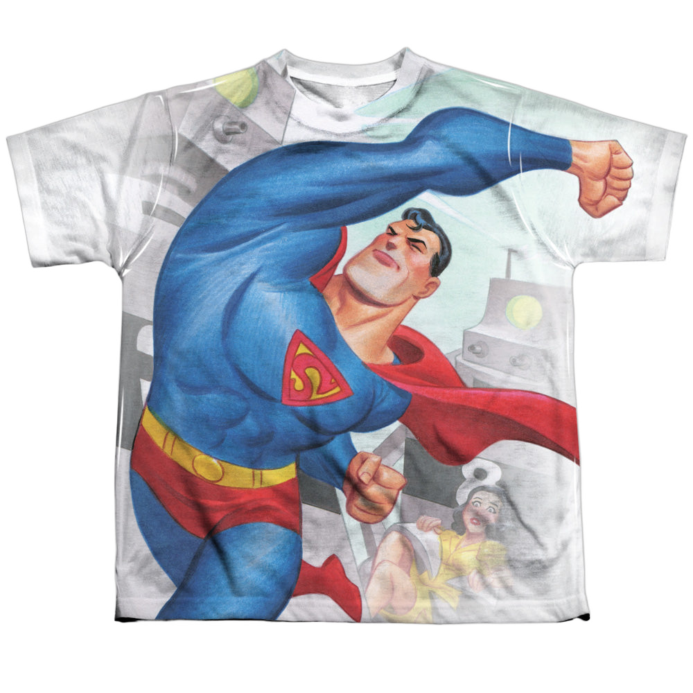 Superman Classic Robots - Youth All-Over Print T-Shirt Youth All-Over Print T-Shirt (Ages 8-12) Superman