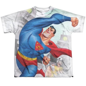 Superman Classic Robots youth all-over print t-shirt for ages 8 to 12