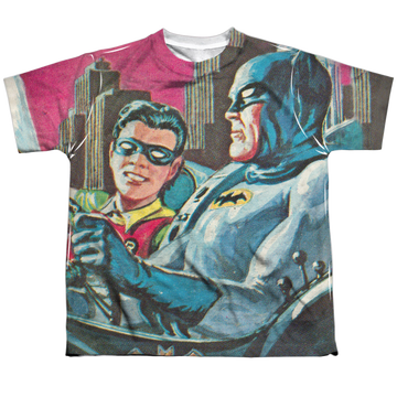Batman Classic TV Series Bat Signal youth all-over print t-shirt for ages 8 to 12