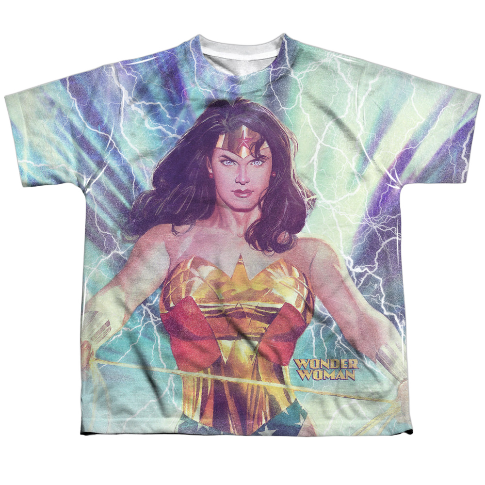 Justice League Stormy Heroine - Youth All-Over Print T-Shirt Youth All-Over Print T-Shirt (Ages 8-12) Justice League