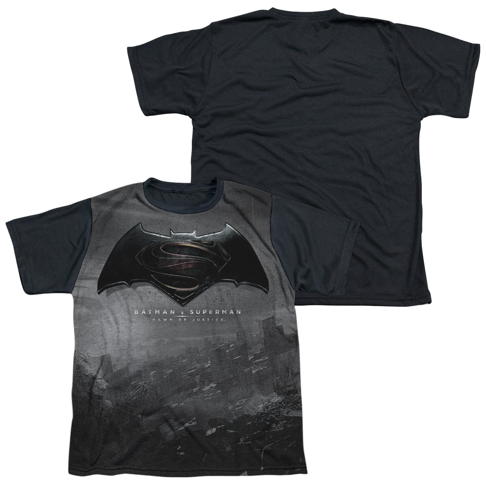 Batman v Superman Logo City - Youth Black Back T-Shirt Youth Black Back T-Shirt (Ages 8-12) Batman
