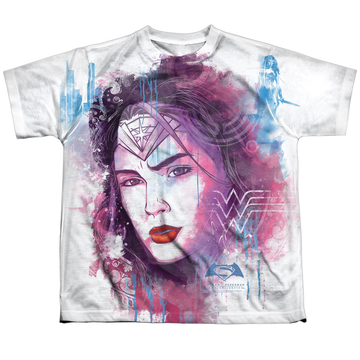 Batman v Superman Watercolor Wonder Sub youth all-over print t-shirt for ages 8 to 12